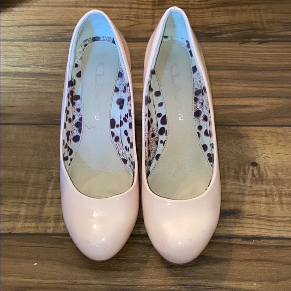 CL by laundry nude heels with leopard print